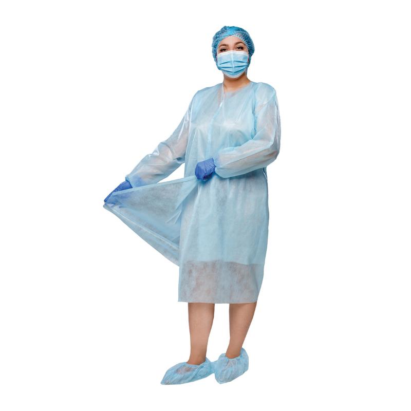 Халат медичний, р. XXL(58-60), д.110 см , рукав довгий, на резинці, 3 липучки, спанбонд 30 g/m2 (г/м2), нестерильний, одн.викор.,ТМ «АХІЛЛ»